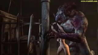 3D halimaw ginagawang ang mga batang babae tiyan bulge